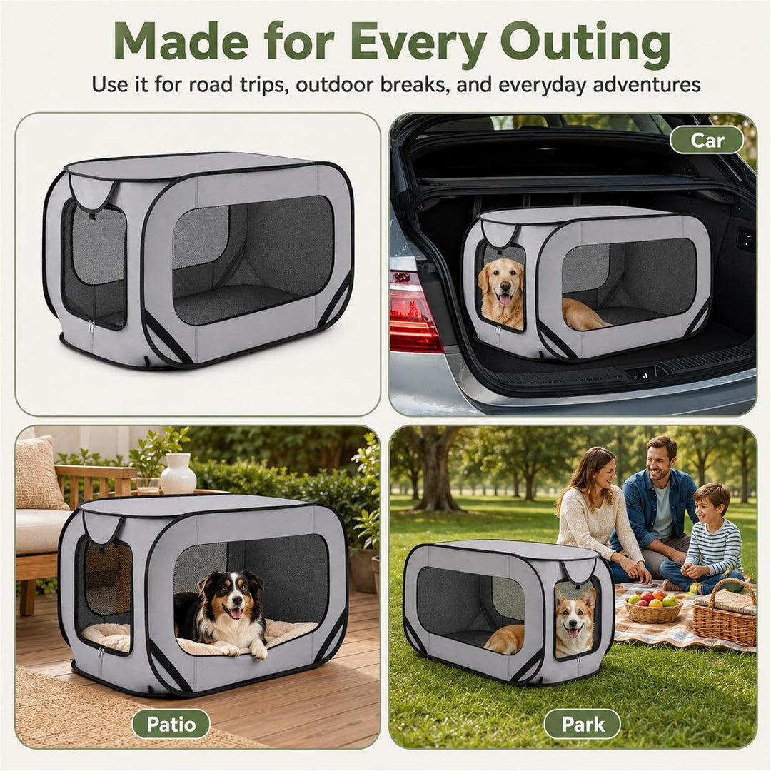 GOOGO Faltbare Hundebox Faltbar, 92×52×52 cm, Oxford Stoff Weiche Hundetransportbox Auto mit Atmungs