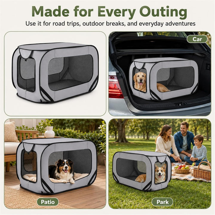 GOOGO Faltbare Hundebox Faltbar, 92×52×52 cm, Oxford Stoff Weiche Hundetransportbox Auto mit Atmungs