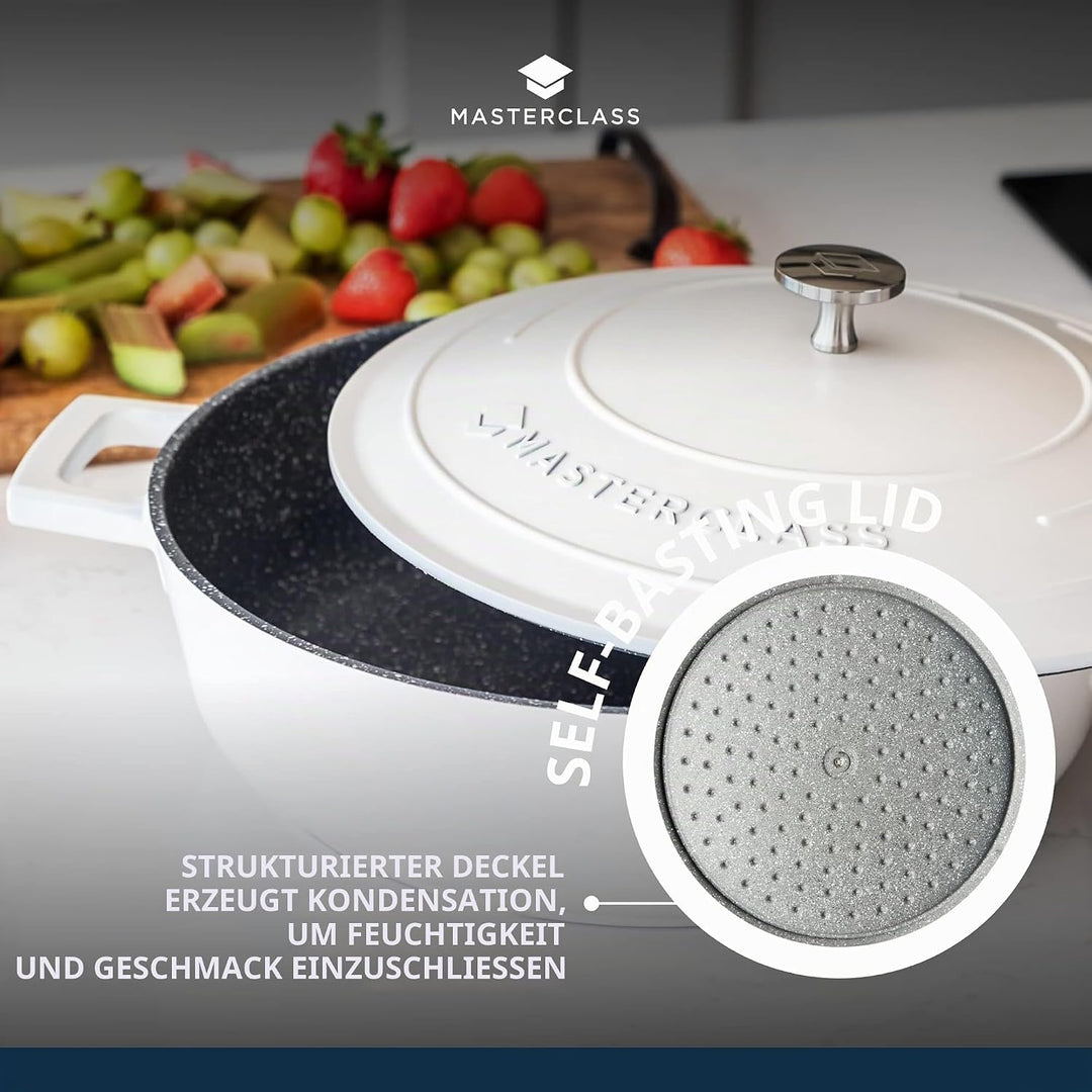 MasterClass Flache Auflaufform mit Deckel 4L/28 cm, leichter Aluminiumguss, induktions- und backofen