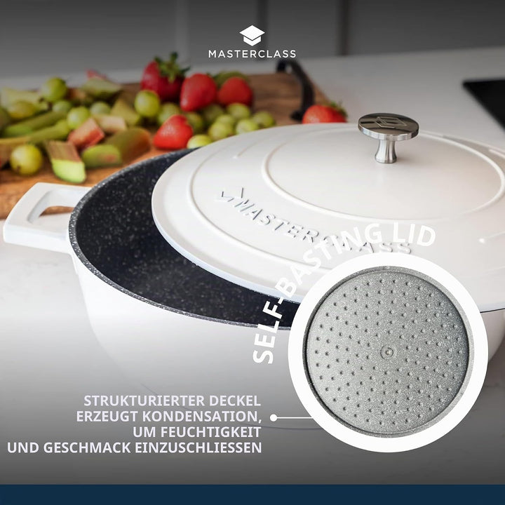 MasterClass Flache Auflaufform mit Deckel 4L/28 cm, leichter Aluminiumguss, induktions- und backofen