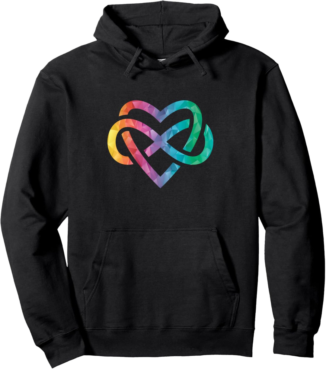 Niedriges Poly-Polyamid Rainbow Infinite Heart LGBTQIA Pride Pullover Hoodie