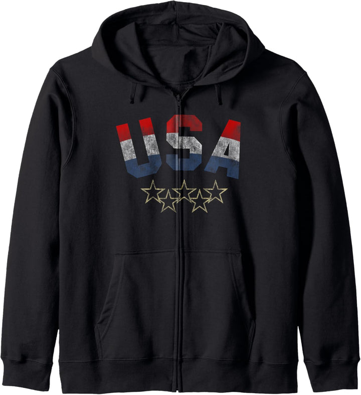 Trendy USA 1894 Red White And Blue Stripped Kapuzenjacke