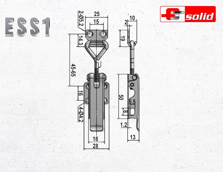 FTsolid [2er Set] einstellbarer Spannverschluss aus Edelstahl ESS1 Kistenverschluss rostfrei verstel