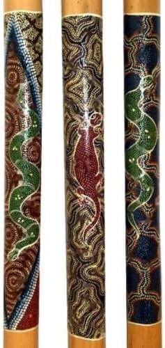 Wogeka - 100 cm Regenmacher - Rainstick Rainmaker aus Bambus mit Dot-Paint Bemalung Musik Meditation