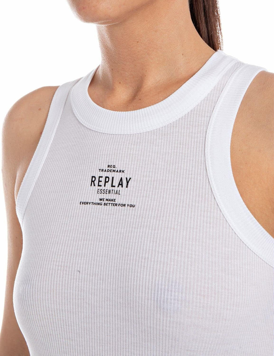 Replay Damen Tank Top Lang L Optical White 001, L Optical White 001