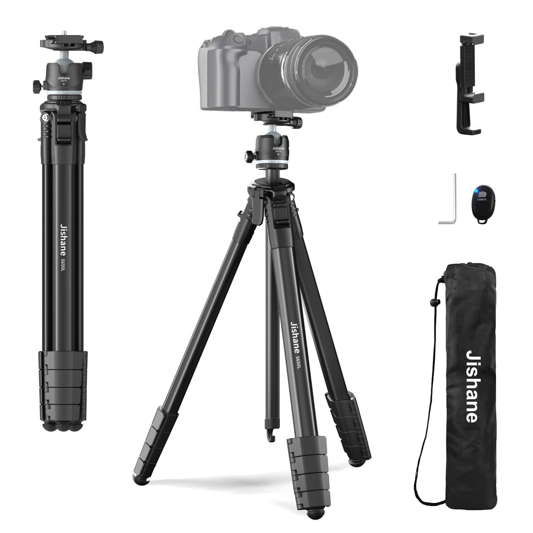 183 cm Kamera stativ mit 360° Kugelkopf, Leichtes Stativ für Smartphone mit Funkfernbedienung, Kompa