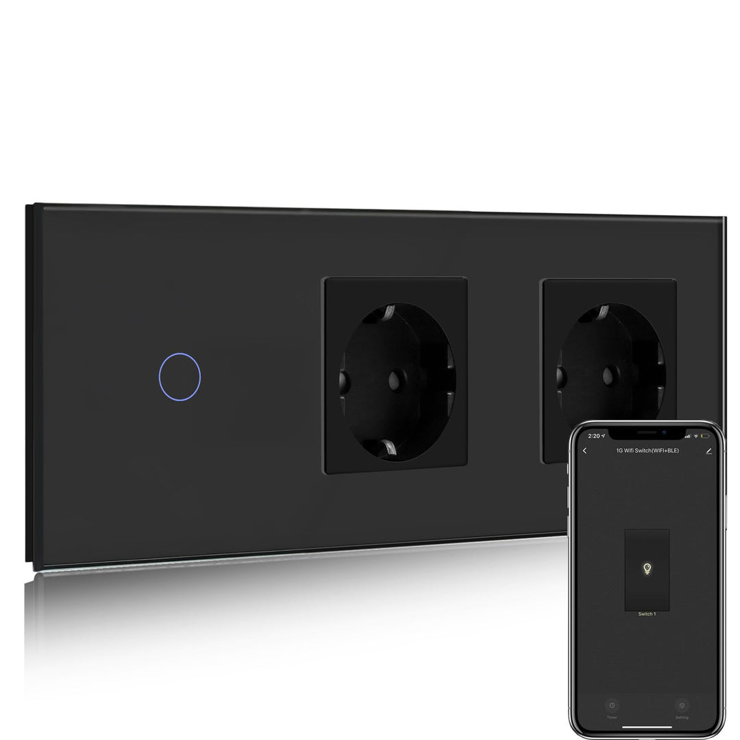 BSEED Normal Steckdose mit Smart Alexa Lichtschalter Kompatibel mit Alexa,Google Home,Touchscreen-sc