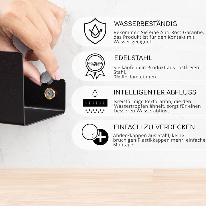 DABSTORY Duschablage Schwarz 40cm, Duschregal Edelstahl, Badezimmer Organizer Für Bad und Küche, Reg