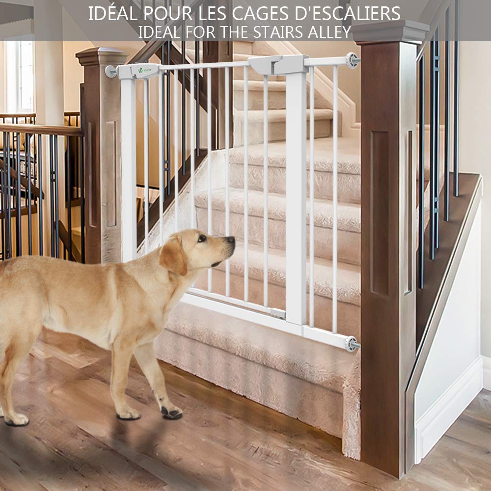 VOUNOT Treppenschutzgitter 75–96cm, ohne Bohren, Türschutzgitter für Kinder, Hunde und Katzen,Treppe