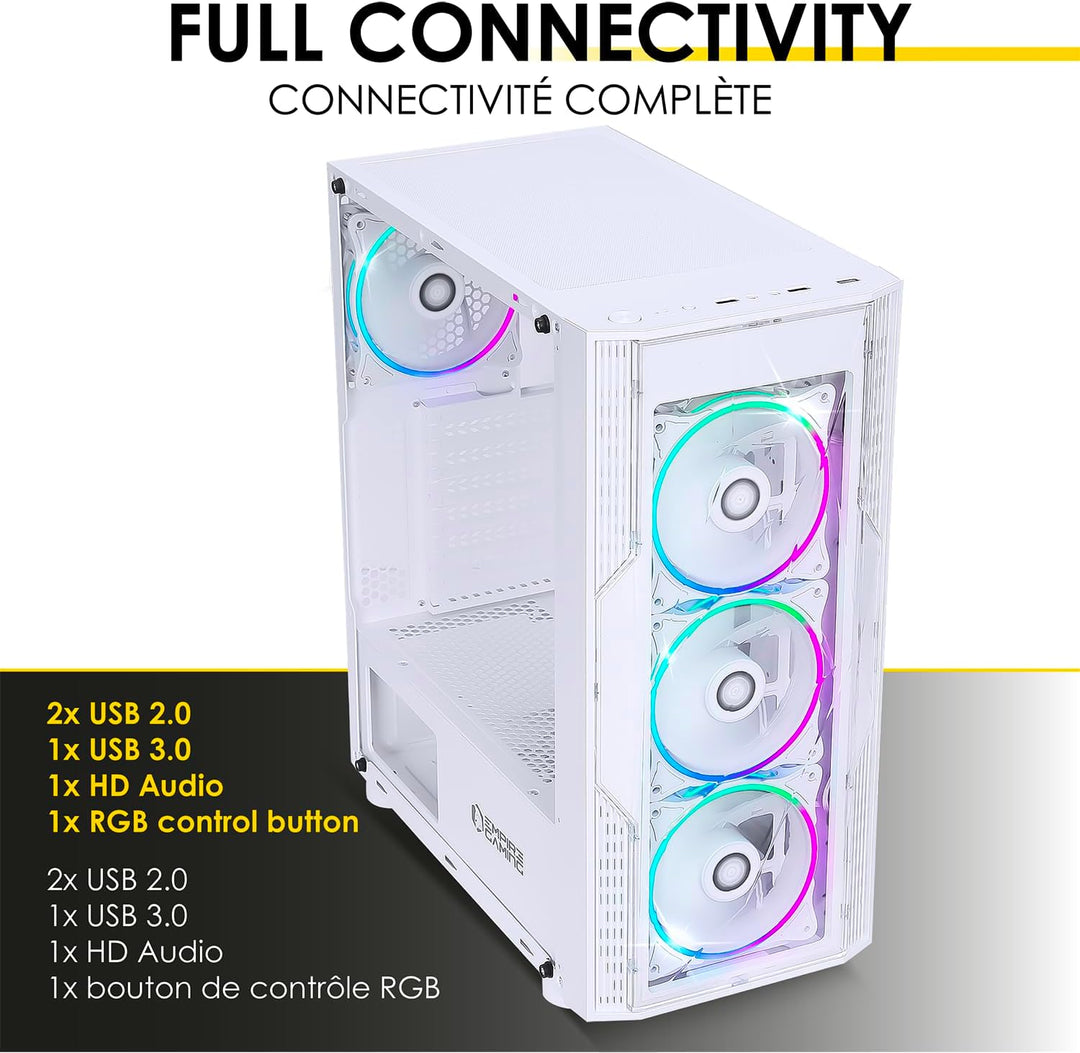 EMPIRE GAMING - PC-Gehäuse für Gamer Diamond – ARGB Medium Tower ATX/ITX – Plexiglasfront und Seiten