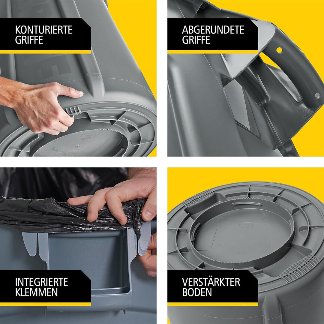 Rubbermaid Commercial Products FG261000GRAY-001 Brute Round Container, 37.9 L, Grey grau 58 x 57 x 7