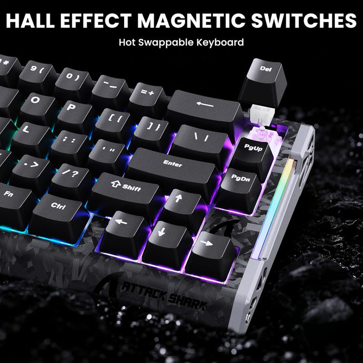 ATTACK SHARK 8000 Hz Carbonfaser-Schnellauslöser Kabelgebundenes magnetisches Gaming-Tastatur Hot-Sw