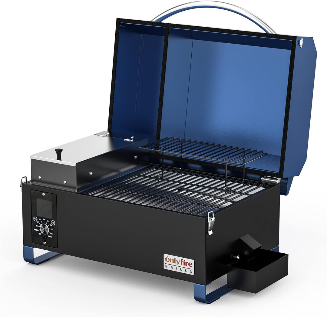 Onlyfire Pellet Smoker Grill, 8-in-1-Multifunktion Räucherofen, Pelletgrill inkl. Abdeckhaube, LED-B