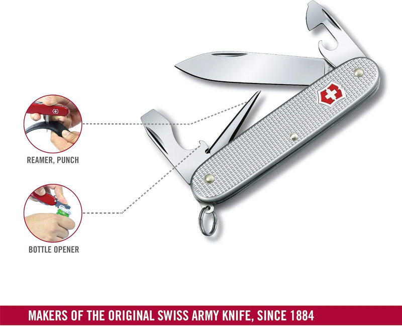 Victorinox Taschenmesser Pioneer Alox (8 Funktionen, Stechahle, Klinge, Dosenöffner) Silber Single,