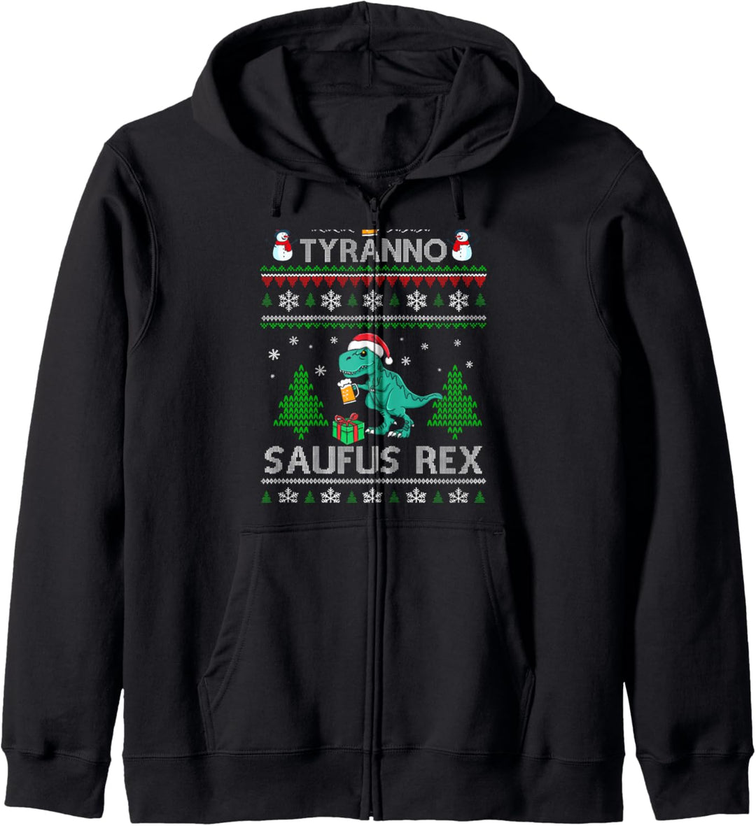 Tyranno Saufus Rex Dino Dinosaurier Ugly Christmas Bier Kapuzenjacke