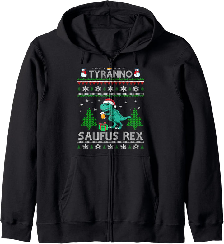 Tyranno Saufus Rex Dino Dinosaurier Ugly Christmas Bier Kapuzenjacke