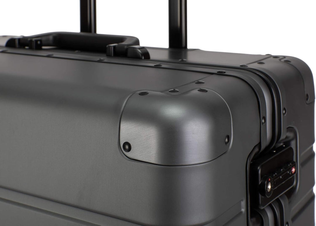 Travelhouse Oslo Aluminium Koffer Reisekoffer Graphit Grau M-65cm Hartschalenkoffer Reisetrolley Sui