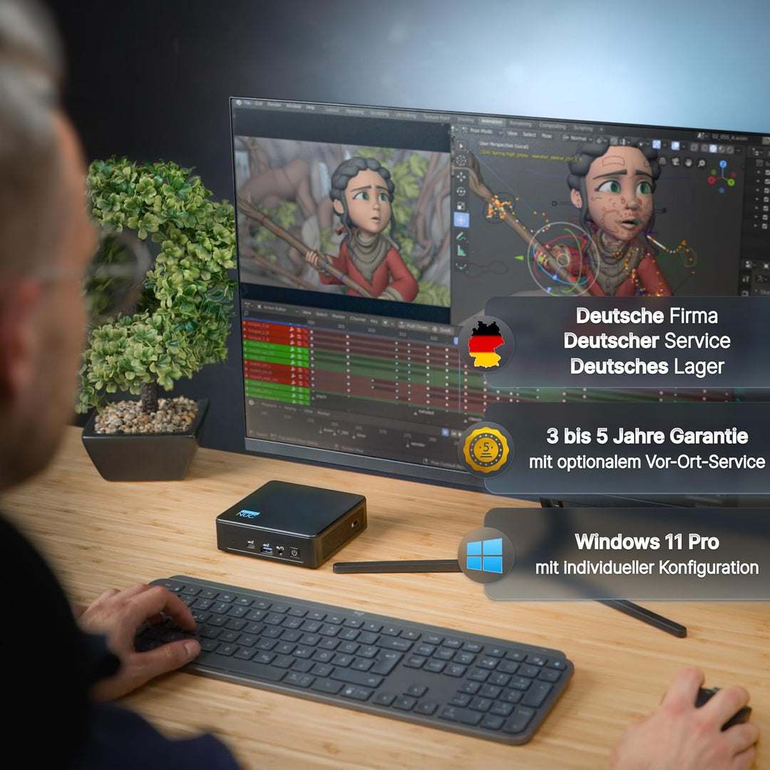 Mini-PC Intel® Celeron™ N150 • mit 8 GB DDR5 RAM, 256 GB SSD, Windows 11Pro • UHD Grafik • WiFi 6E,
