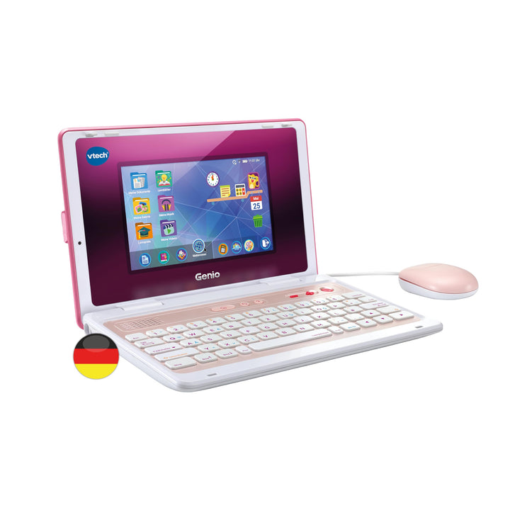VTech Genio Lernlaptop XL pink – Lerncomputer mit grossen 7"-LCD-Bildschirm mit Internetzugang, Text