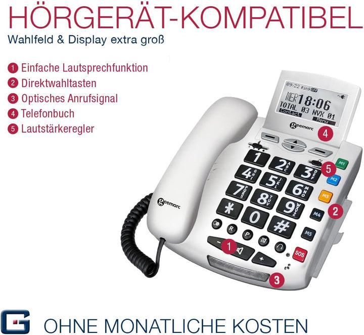 G-TELWARE® (ELDAT-Variante!) 2024er Modell Seniorentelefon Senioren-Notruf-Telefon mit Funk-SOS-Send
