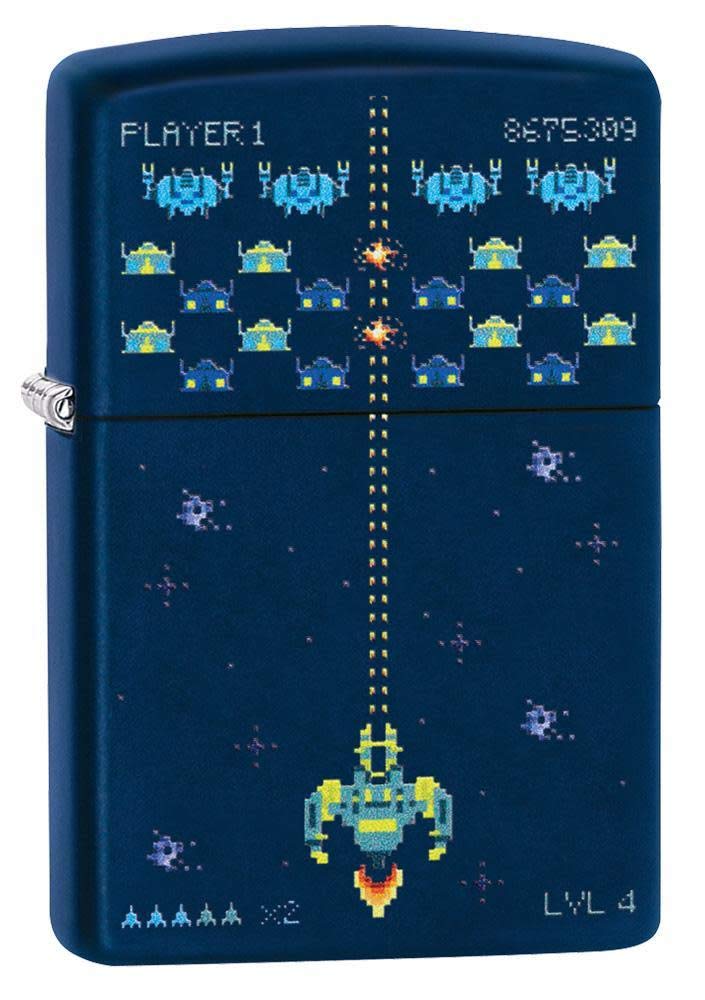Zippo 49114 Unisex-Erwachsene Pixel Game Design Navy PocketClassicLighter,MarineblauMatt,Einheitsgrö