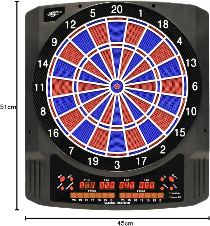 Carromco Elektronische Dartscheibe CLASSIC MASTER 2 - Dartboard für 1-8 Spieler - E-Dartautomat mit