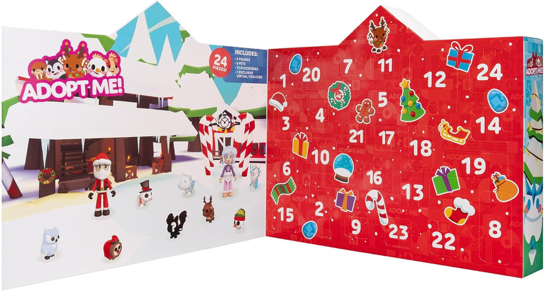 Adopt Me! AME0174 - Adventskalender, 24 Überraschungen inkl. Tieren, Figuren und exklusivem virtuell