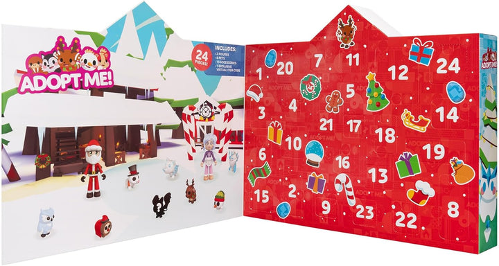 Adopt Me! AME0174 - Adventskalender, 24 Überraschungen inkl. Tieren, Figuren und exklusivem virtuell