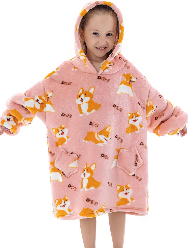Wenlia Übergrosse Hoodie Sweatshirt für Erwachsene, Kinder, Kleinkinder, Sherpa Decke Sweatshirt Fla