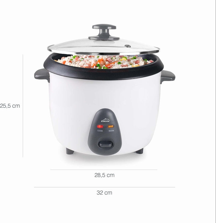 Lacor - 69233 - Elektrischer Reiskocher mit abnehmbarem Inneneimer von 1,8 L, Antihaft 100% ECO und
