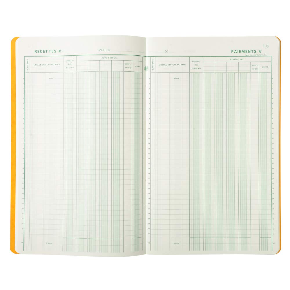 Exacompta 7500E Logbuch oder Bank Piqué Vertikal 32 x 19,5 cm folioté 80 Seiten 31 Linien 110 g/m² 5