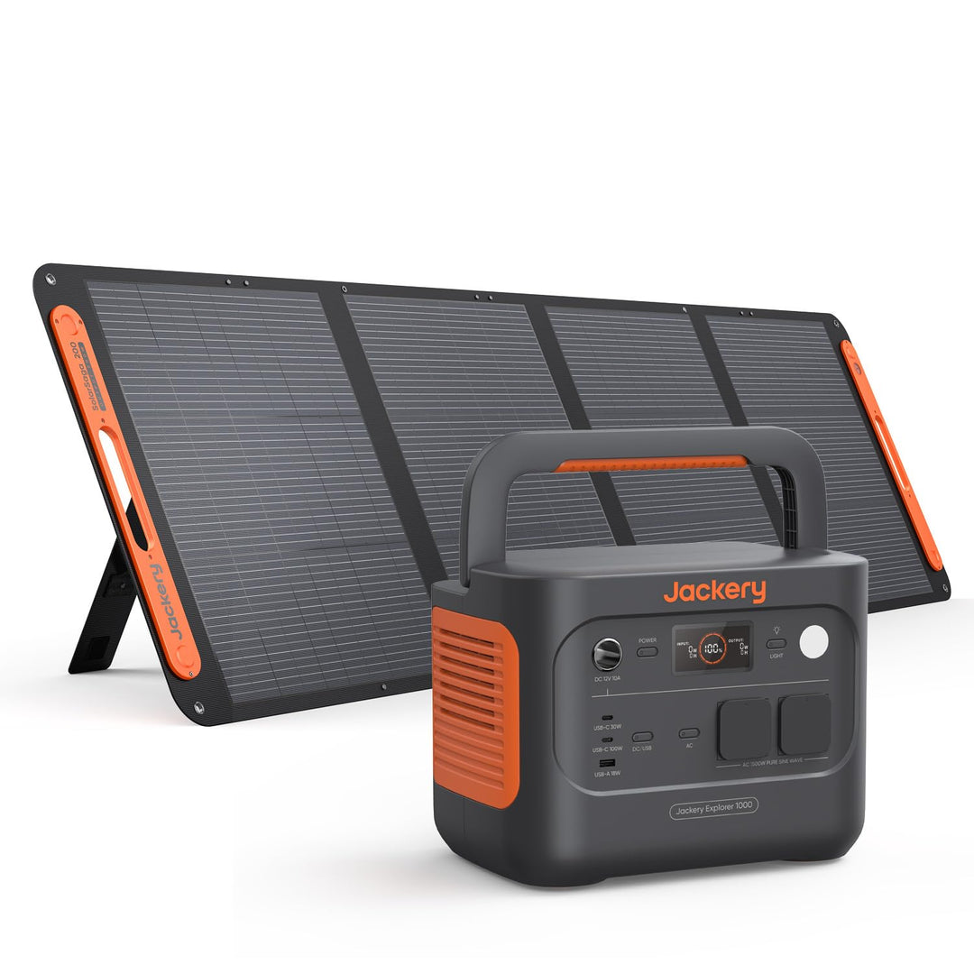 Jackery Powerstation 1000 v2 mit 200W Solarpanel, 1070Wh LiFePO4 Solargenerator, 1500W AC/100W USB-C