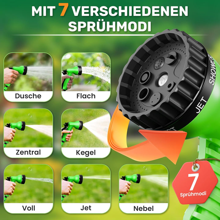 Gartenschlauch flexibel Flexischlauch 2,5m - 7,5m grün, 7,5 m