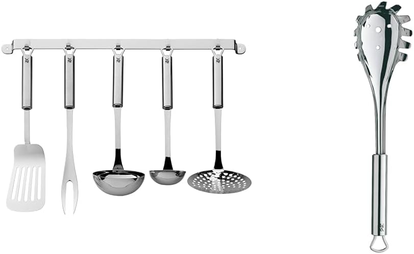 WMF Profi Plus Küchenhelfer Set 6-teilig, Hängeleiste mit 5 Helfer, Schöpflöffel, Schaumlöffel & Pro