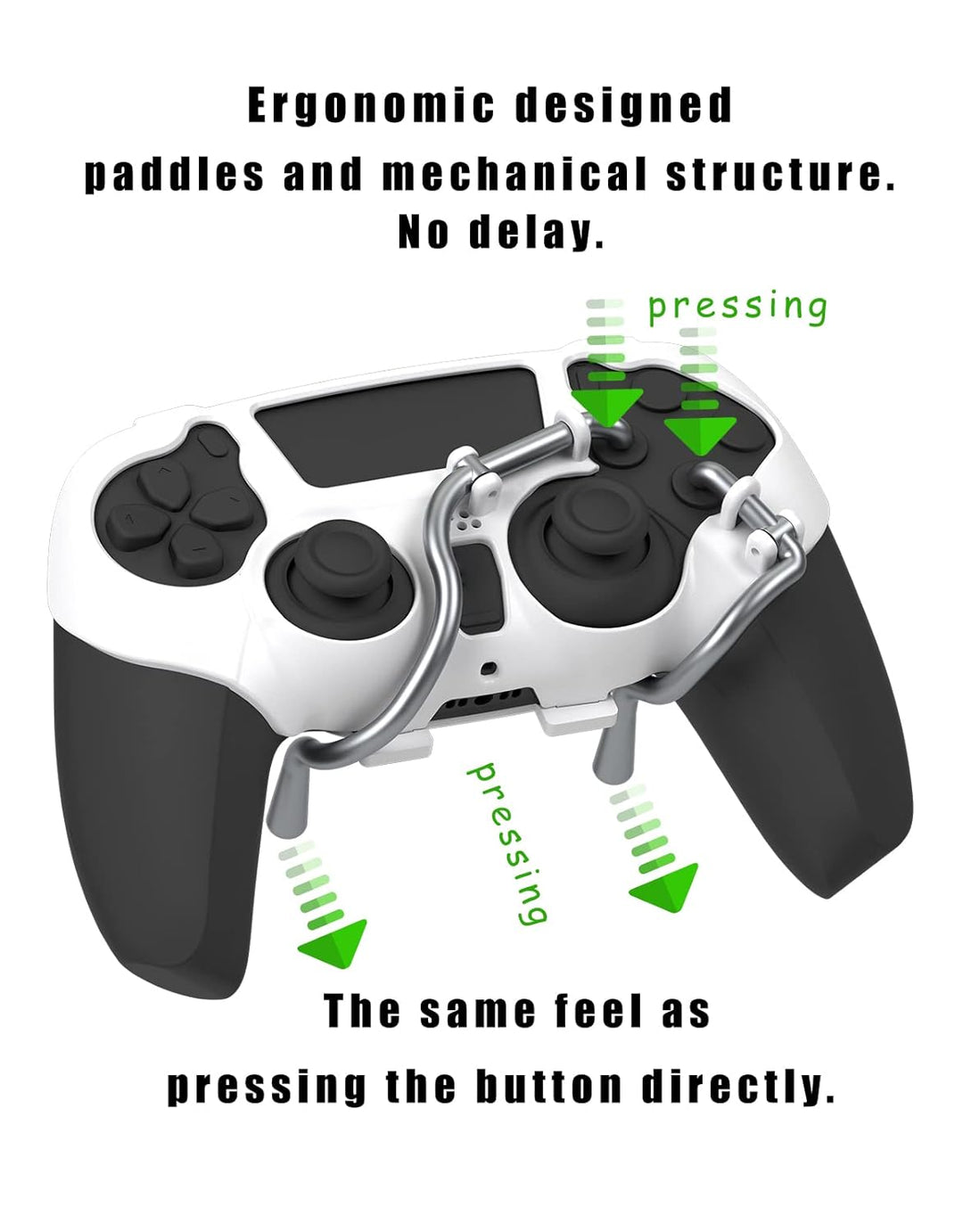 EXknight Leverback FPS Paddles Attachment, Back Buttons Gaming Paddles für PS5 Controller(Weiss), We