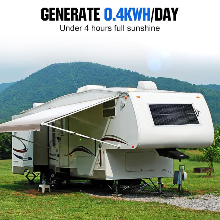 ECO-WORTHY 100W 12V Solarpanel Flexibel Monokristallines Solarpanel, Solarmodul mit Ladekabel für Wo