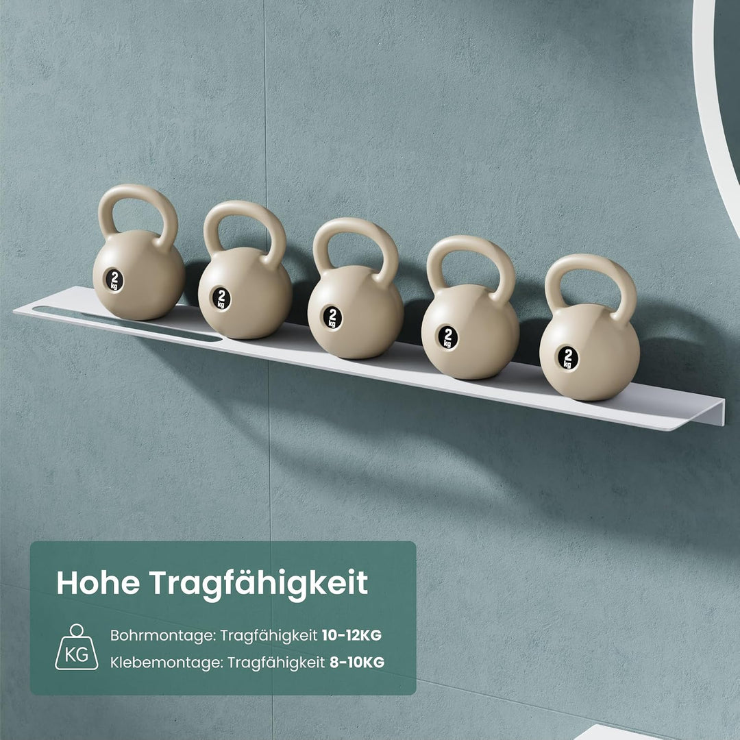 Mai &amp; Mai Duschablage ohne Bohren 80cm Badablage aus Aluminium Matt weiss | Duschregal zum Bohren od
