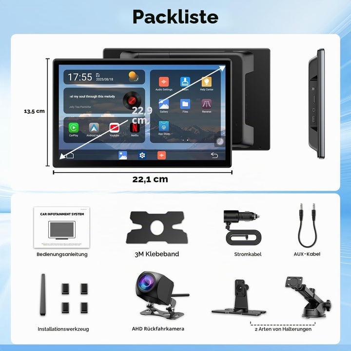 LAMTTO Wireless Carplay Display mit Net-Flix YouTube Tiktok 9 Zoll In-Cell Touchscreen CarPlay-Bilds