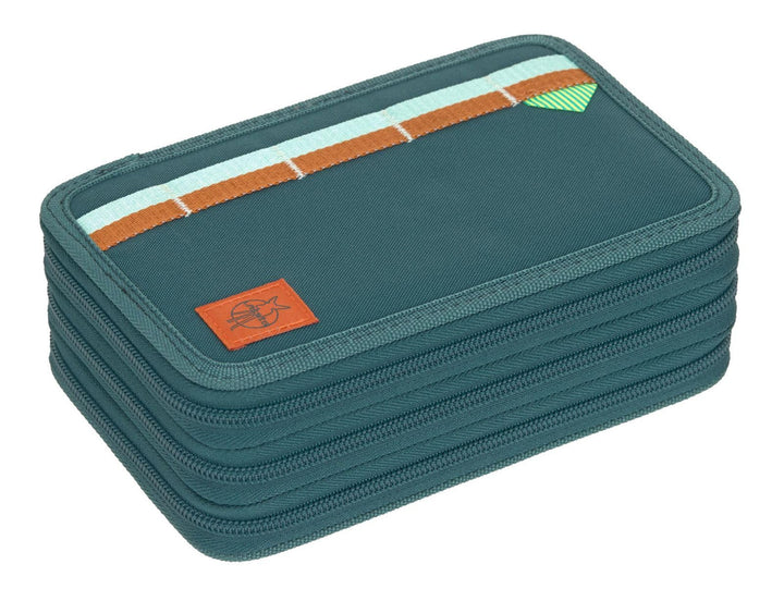 LÄSSIG Federmäppchen Unique School Triple Pencil Case Slim Dark Green dunkelgrün