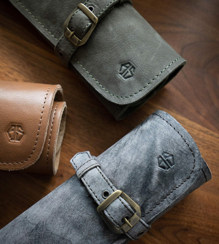 Angus Stoke Messertasche Leder Köche 7-Fach Echt-Leder Kochmesserrolle gross – Messer Tasche Kochmes