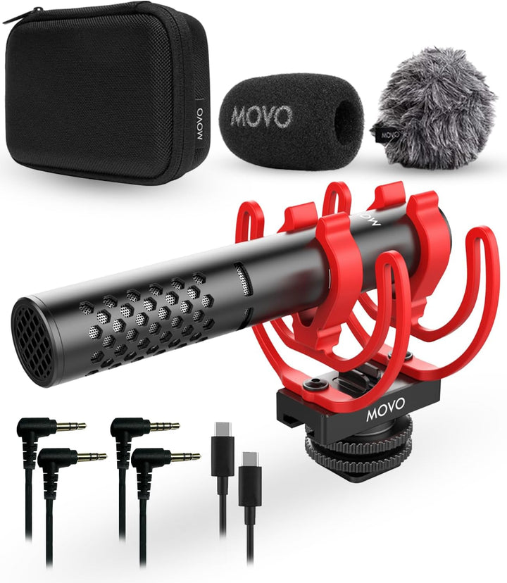 Movo X1-Mini Video Shotgun Mikrofon für Kamera Superniere 3,5 mm/USB-C Analog/Digital Kameramikrofon