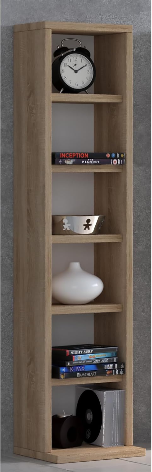 VCM Holz CD DVD Stand Aufbewahrung Standregal Bücherregal Deko Regal Elementa Sonoma-Eiche, Sonoma-e