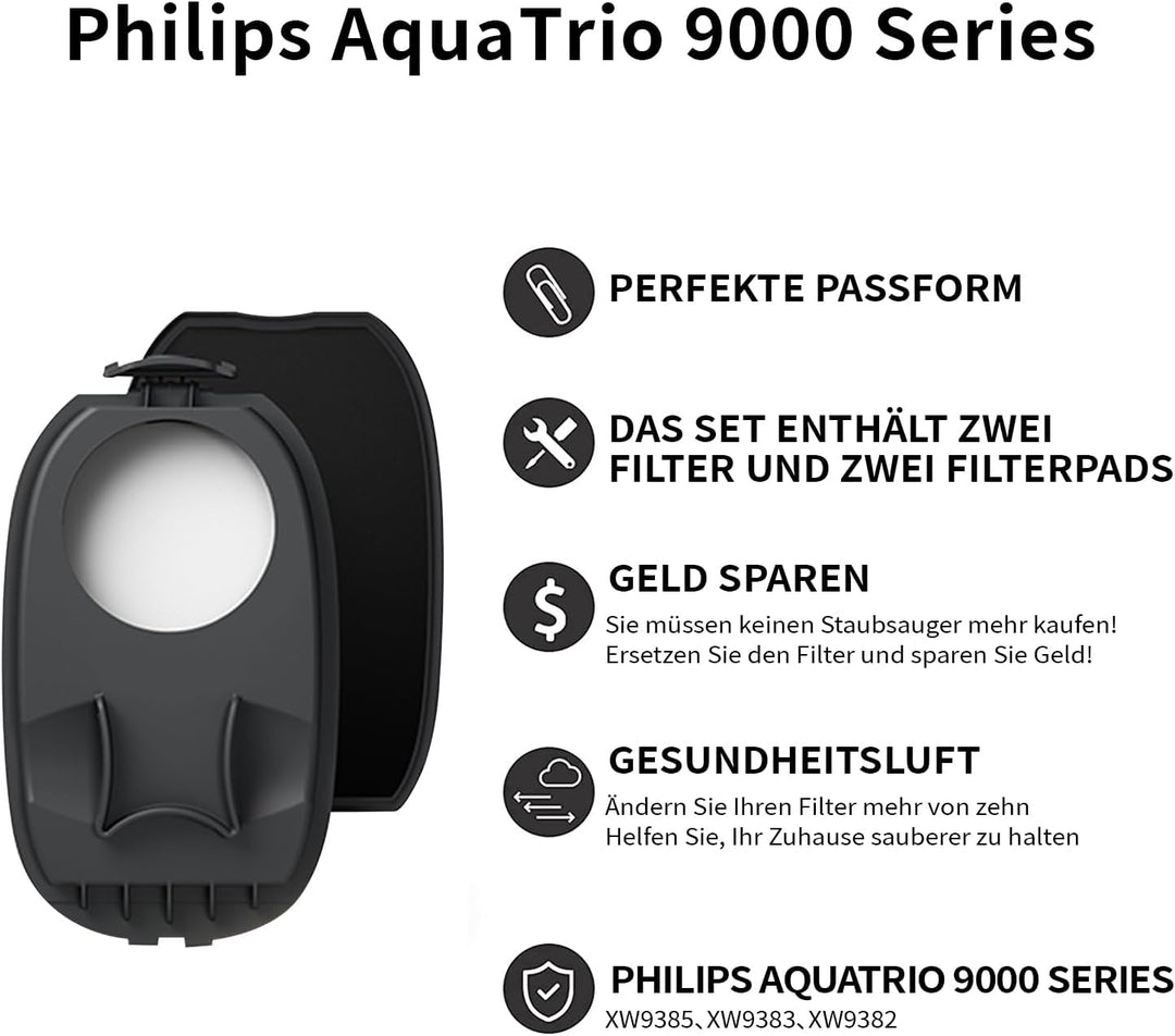 2 Stück Zubehör für PHILIPS AquaTrio 9000 Series XW9383 XW9385 XW9382, 2 Stück Filter Zubehör