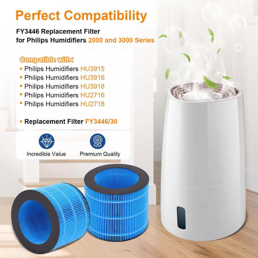 FY3446 Ersatzfilter Kompatibel mit Philips Luftbefeuchter 2000 und 3000 Serie: HU3915, HU3916, HU391
