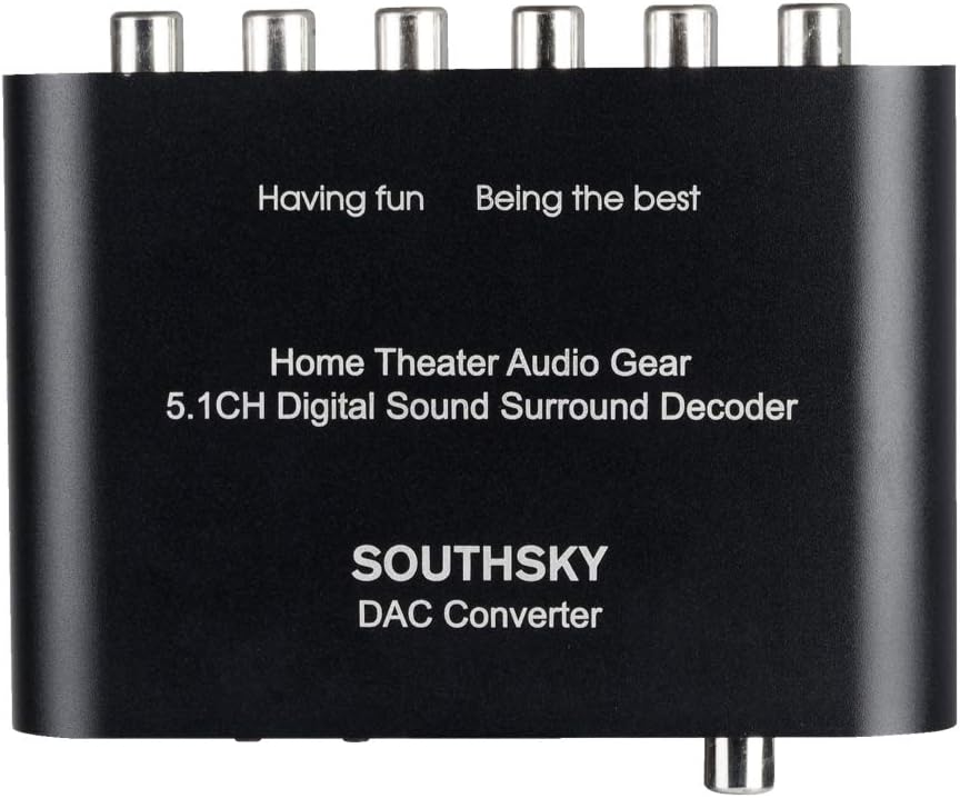 SOUTHSKY 5.1 digitaler Soundkonverter - Optisches/koaxiales SPDIF zu 5.1 CH analogem Audio (Cinch-Au