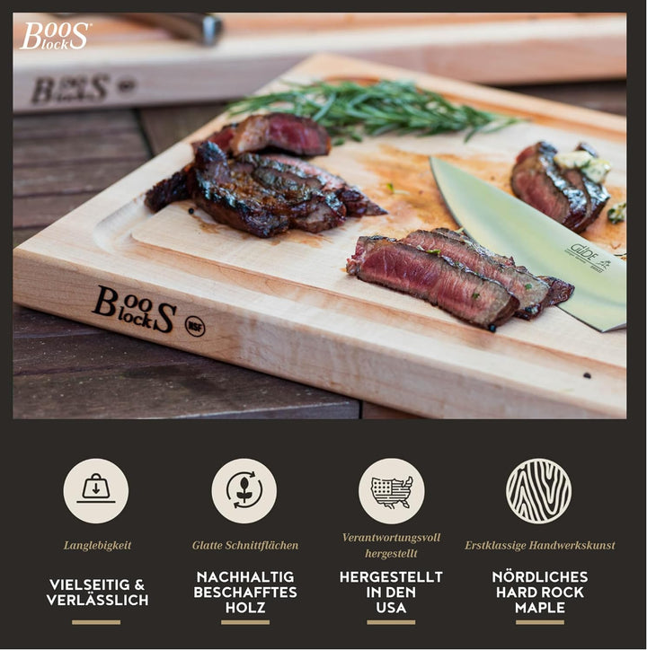 Boos Blocks® BBQBD Pro Chef Ahorn Schneidebrett von John Boos - 46 x 31 x 4 cm - mit Saftrille, beid