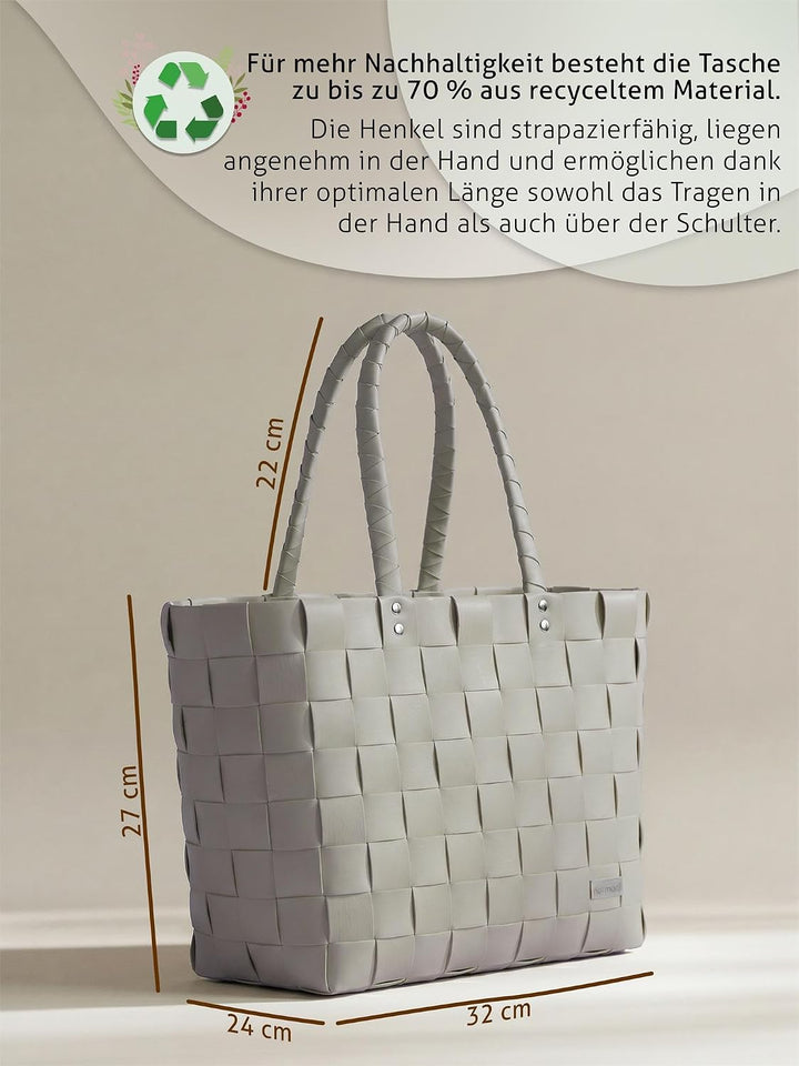 normani Einkaufstasche geflochten mit Henkeln - Tragetasche extra robust Farbe Sand Sand Einheitsgrö