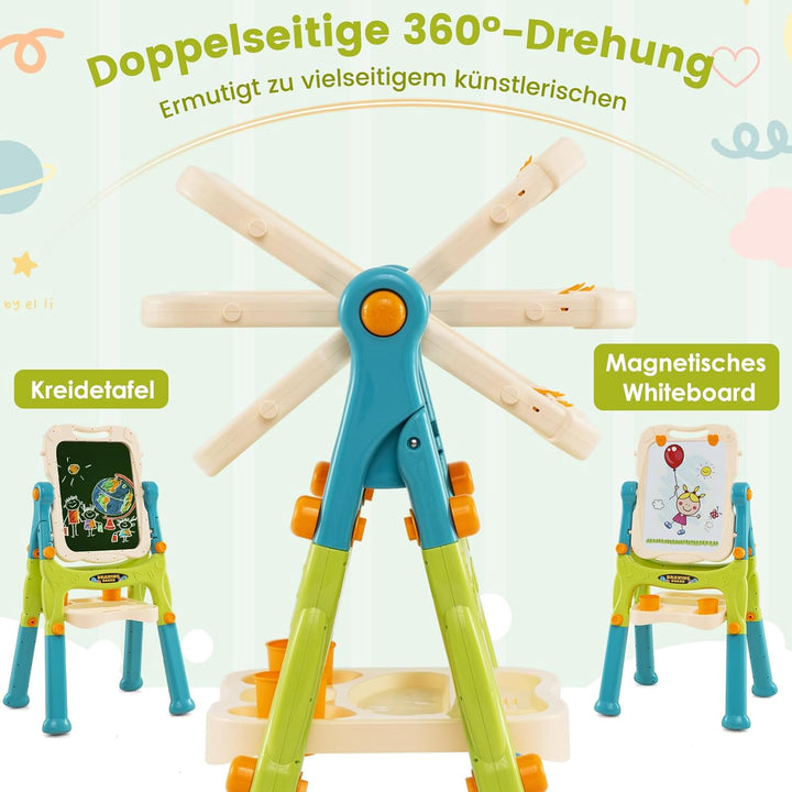 GOPLUS Staffelei mit Doppelseitiger Tafel, Drehbare & Magnetische Maltafel mit Füssen in 2 Verschied