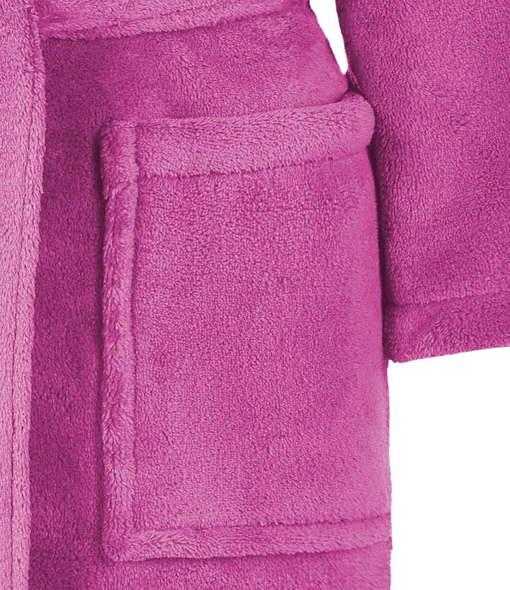 Kinder Bademantel Kuschel Soft Fleece Microfaser mit Kaputze & Taschen Jungen, Mädchen Kinderbademan