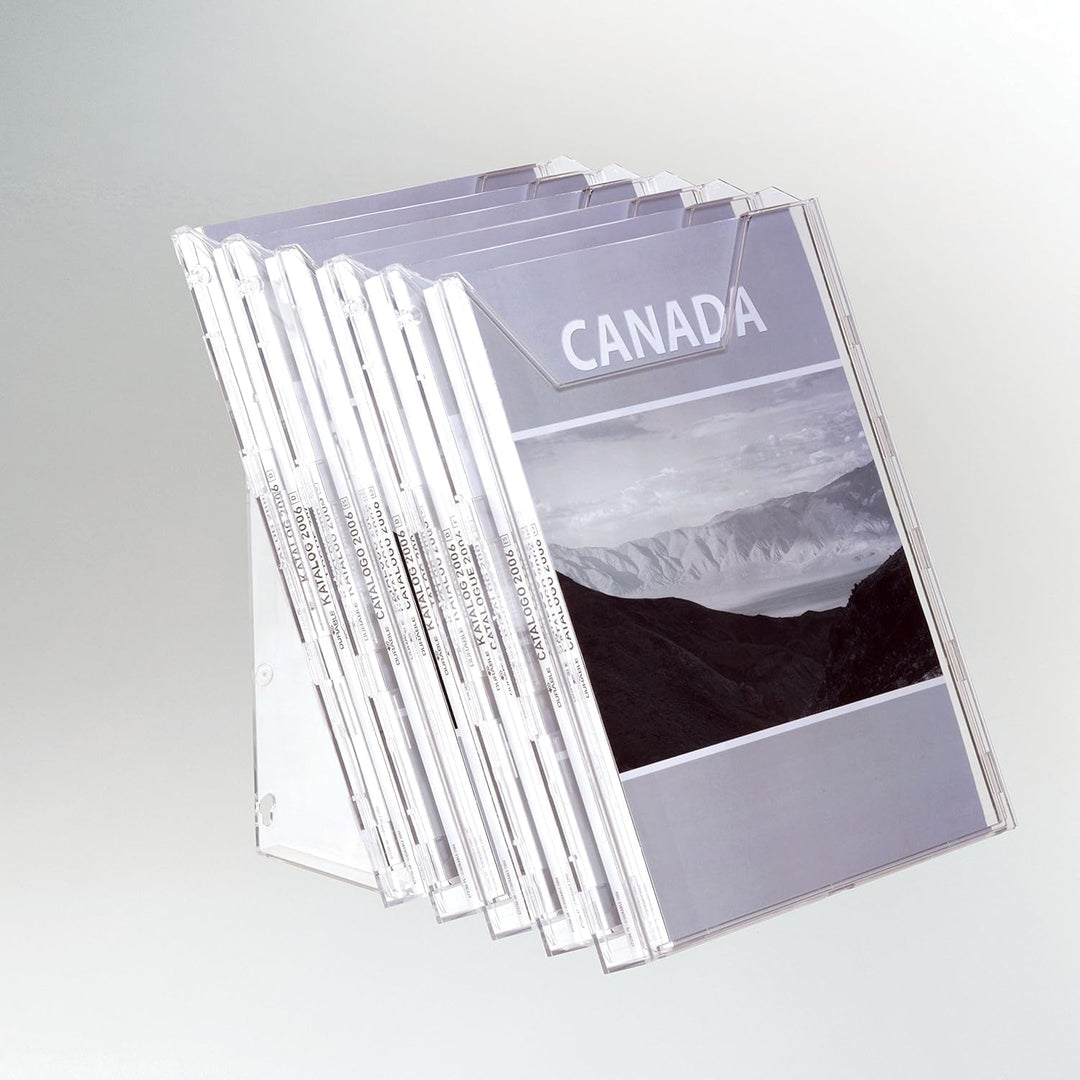 Durable Prospektspender Combiboxx A4 Set XL, 5 Fächer, für Tisch- und Wandanwendung, transparent, 85